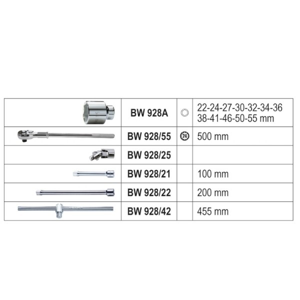 Beta BW 928E/C17 17 Piece 3/4″ Drive Socket Set 22-55mm